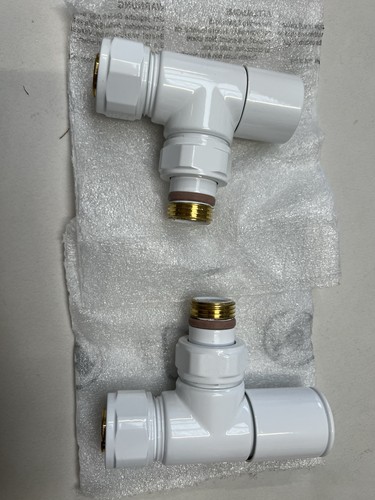 Bisque radiator valves - radiator, angled